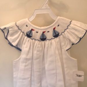 NWT White smocked sailboat dress